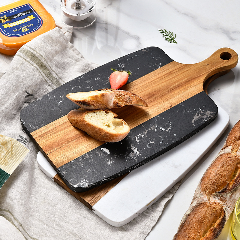 Marble Serving Board - 마호가니 나무결 도마 - 스테이크, 치즈