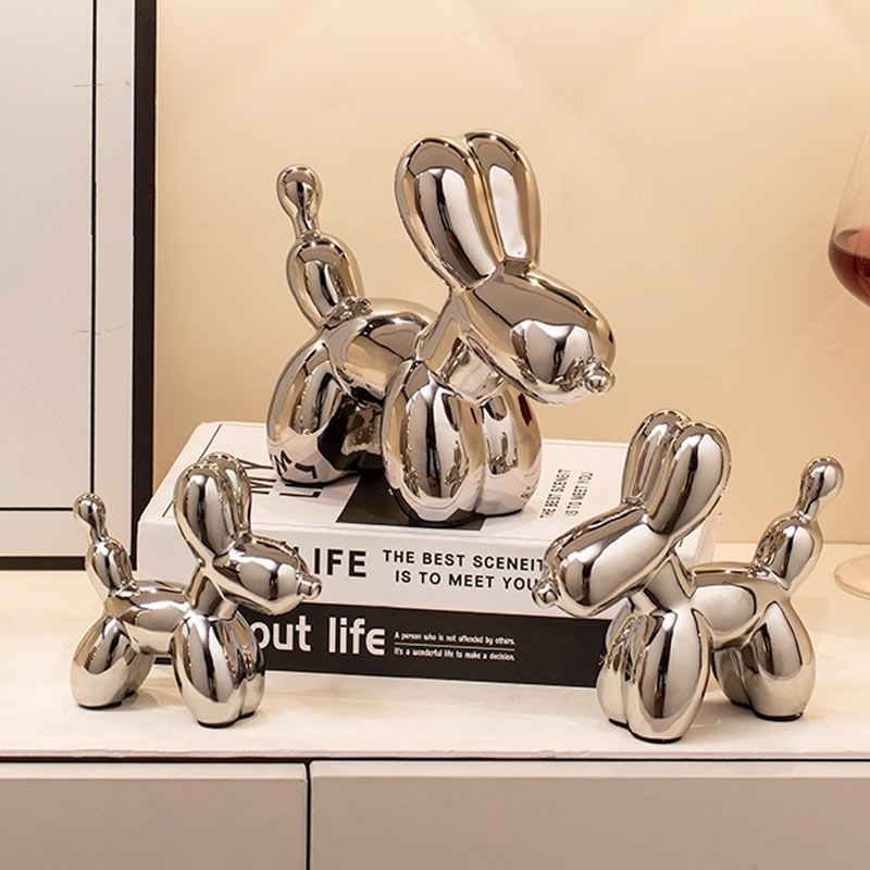세라믹 조각 실버 풍선 개 장식 동상 공예 인형 침실  - Quiet Luxury Lifestyle 리뷰 및 가격