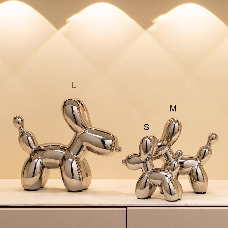 세라믹 조각 실버 풍선 개 장식 동상 공예 인형 침실  - Quiet Luxury Lifestyle 리뷰 및 가격