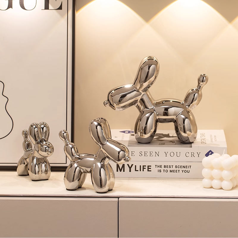세라믹 조각 실버 풍선 개 장식 동상 공예 인형 침실  - Quiet Luxury Lifestyle 리뷰 및 가격